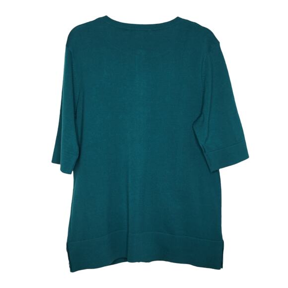 Pendleton NWT Teal Green Silk Blend Knit Elbow Sleeve Cardigan With Pockets M - Picture 4 of 6